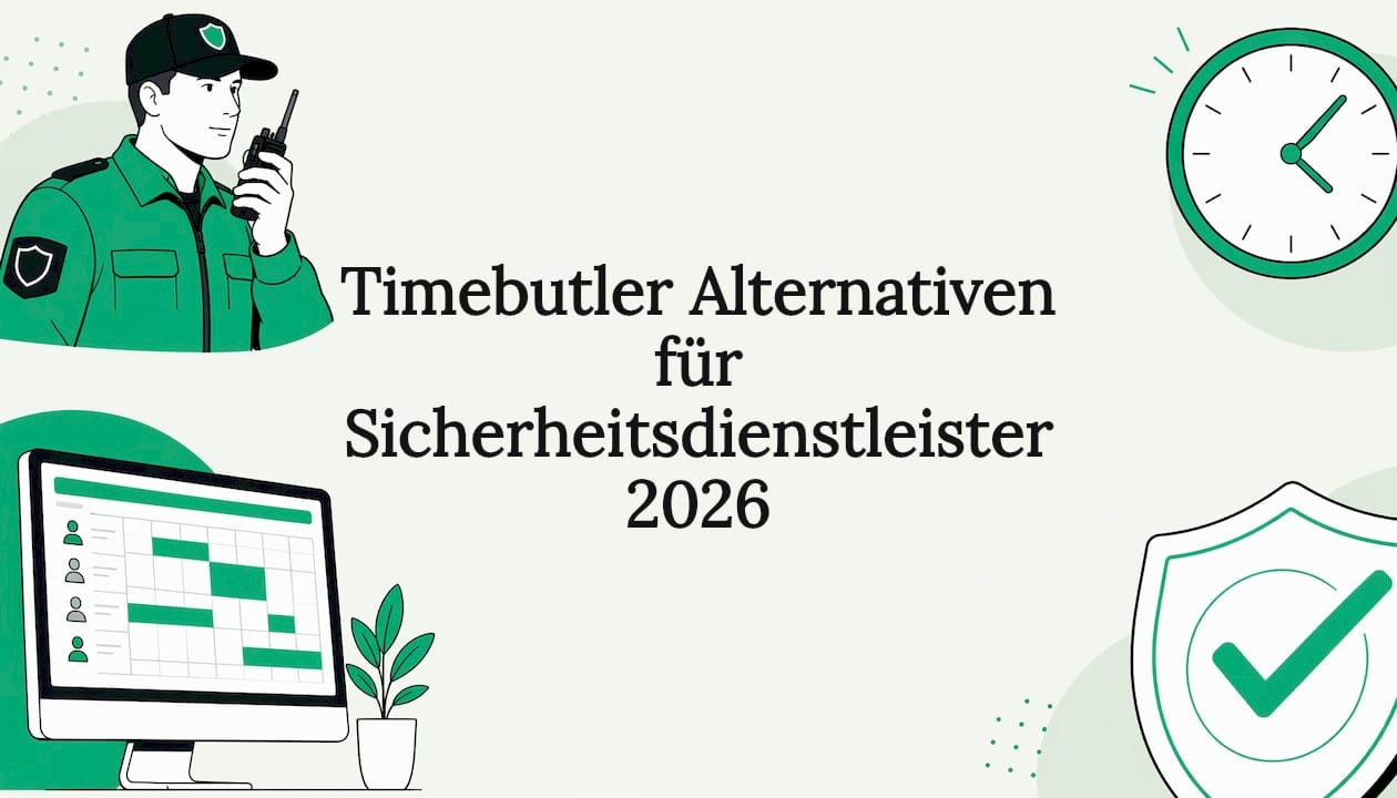 Grafische Darstellung mit Symbolen für Sicherheitsdienst und Software rund um den Titelbereich