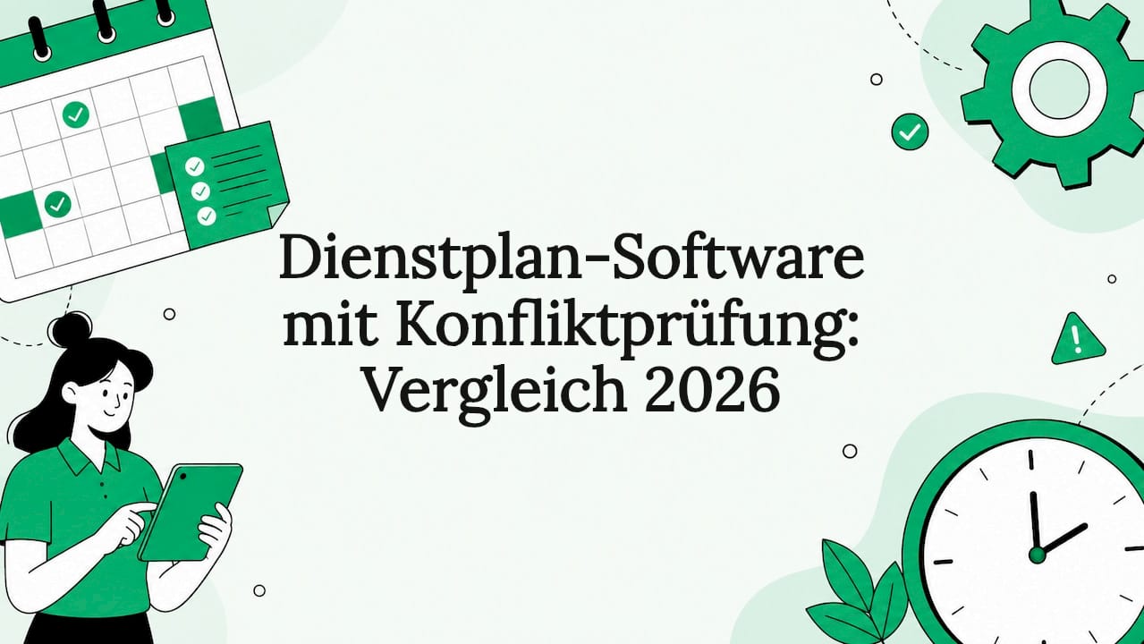 Stilvolle Titelgrafik für eine Dienstplan-Software mit integrierter Konfliktkontrolle