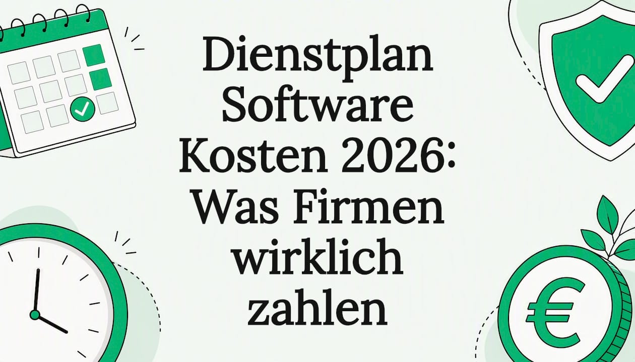 Gestaltete Titelgrafik zum Thema Kosten von Dienstplan-Software
