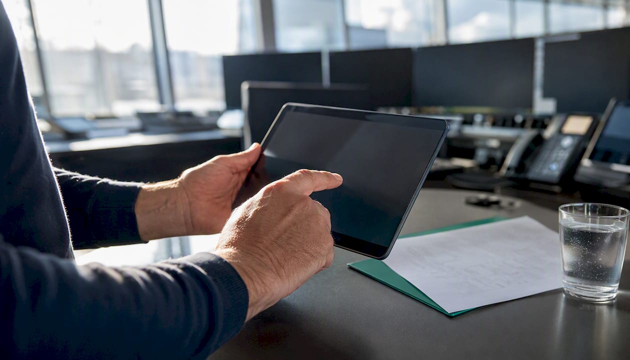 Mit dem Tablet werden die Sicherheitsdienste flexibel angepasst.