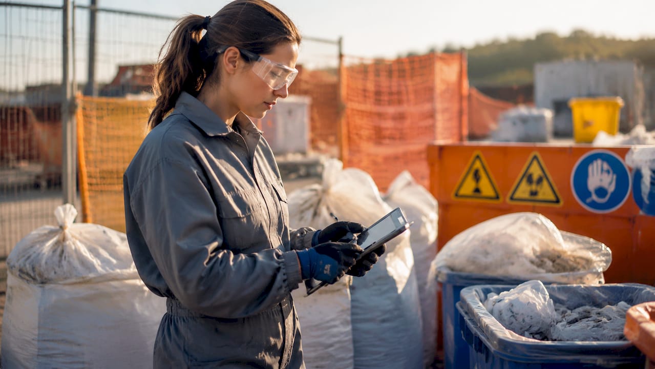 Addetta al controllo e gestione dei rifiuti pericolosi in cantiere