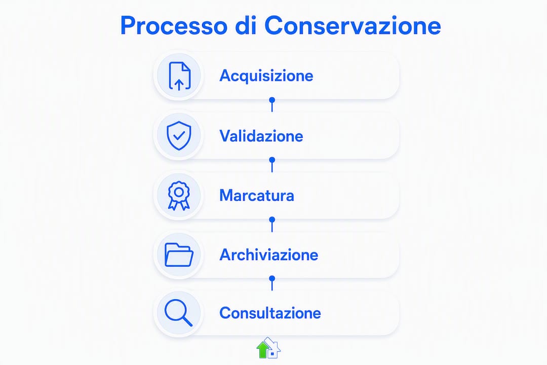 Infografica: tutte le fasi della conservazione digitale a norma