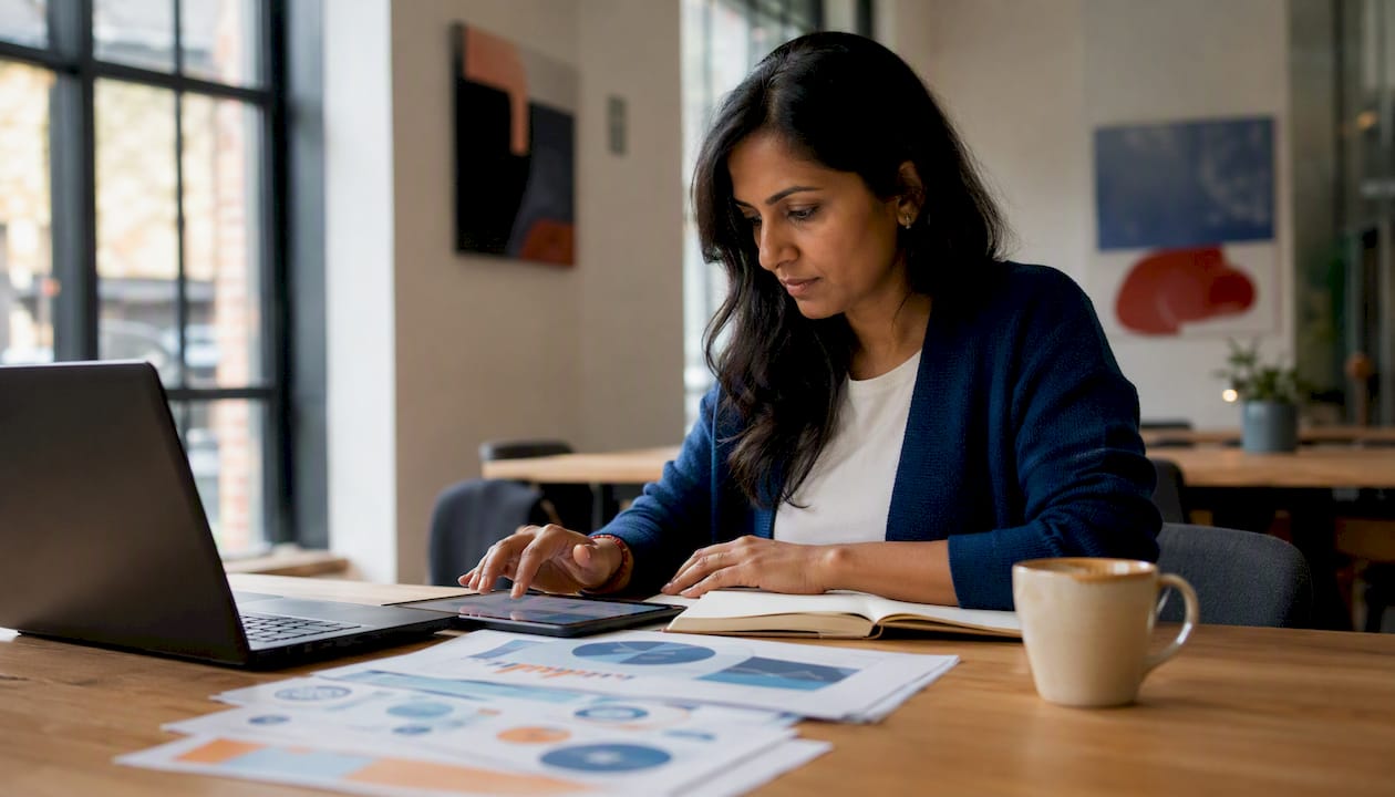 Ecommerce professional analyzing conversion metrics