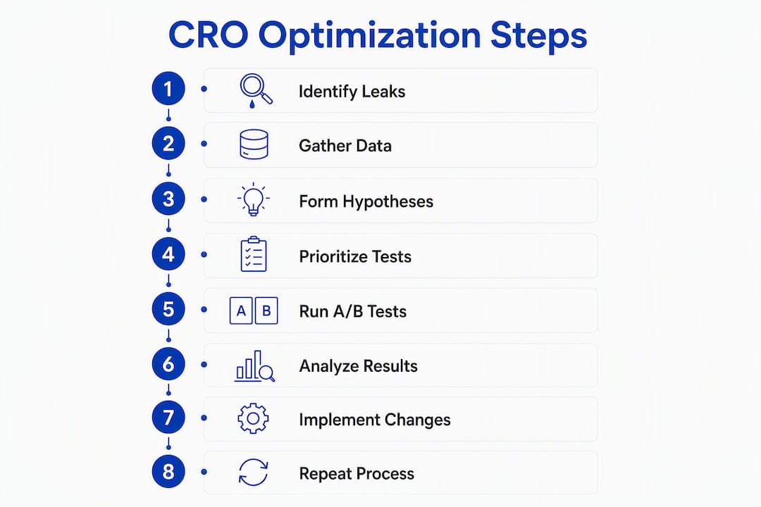 Infographic showing steps for ecommerce conversion optimization