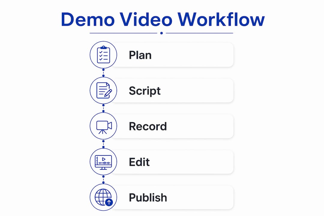 Infographic with steps of creating demo videos