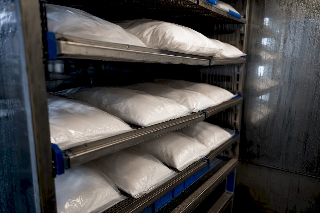 Nylon 12 powder drying racks inside industrial oven