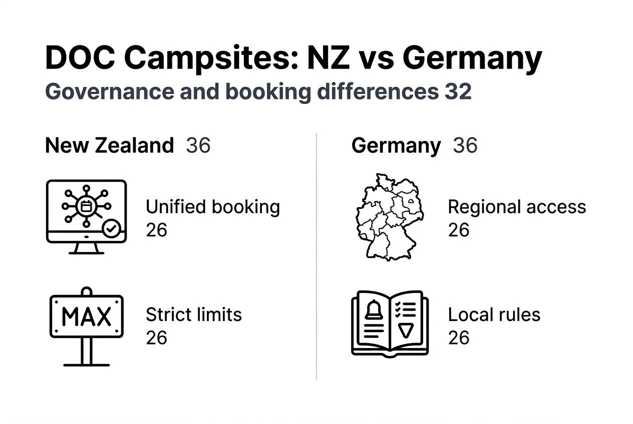 Infographic comparing DOC campsites NZ Germany