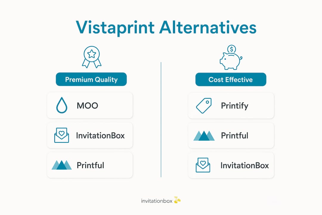 Infographic comparing quality and cost of Vistaprint alternatives