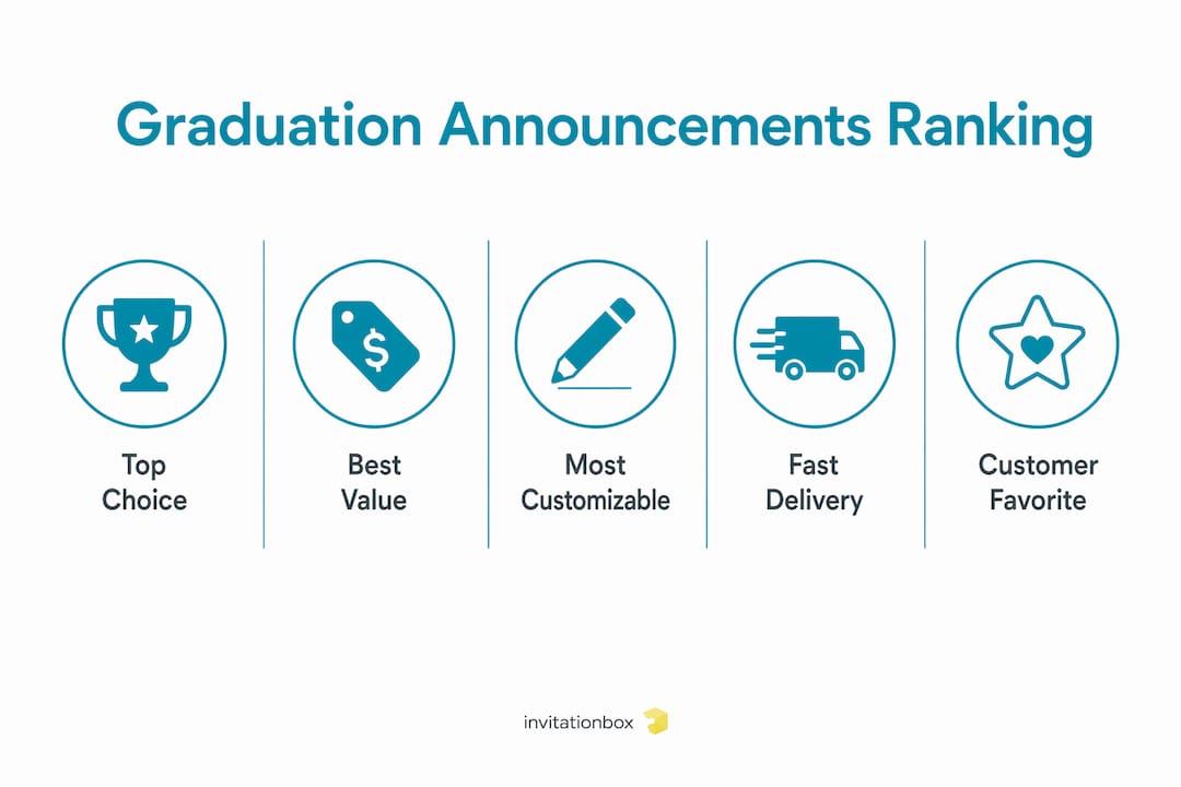 Infographic showing ranking of graduation announcement providers