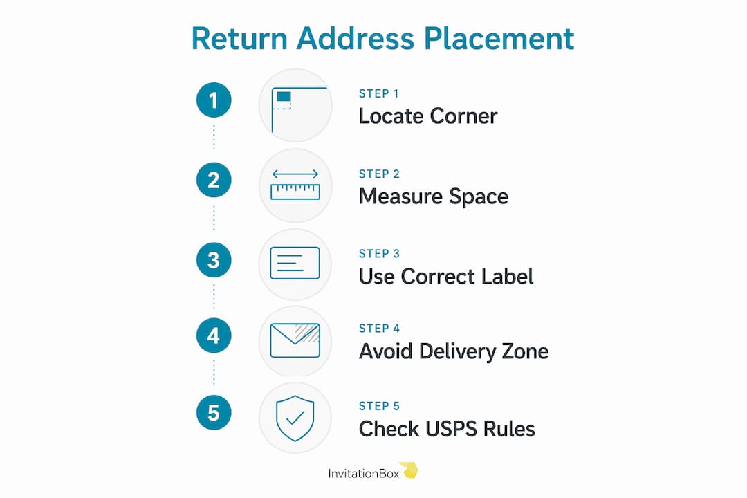 Infographic illustrating steps for return address placement