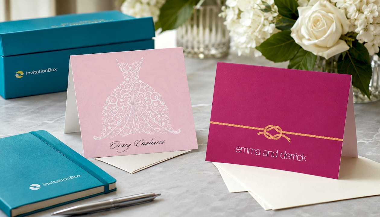 Filigree Dress Pink Thank You Cards