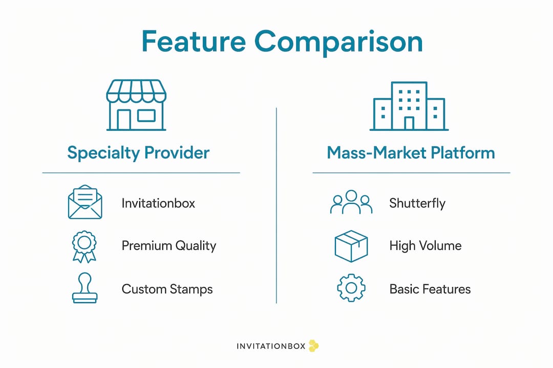 Infographic comparing specialty stationery and mass-market platforms