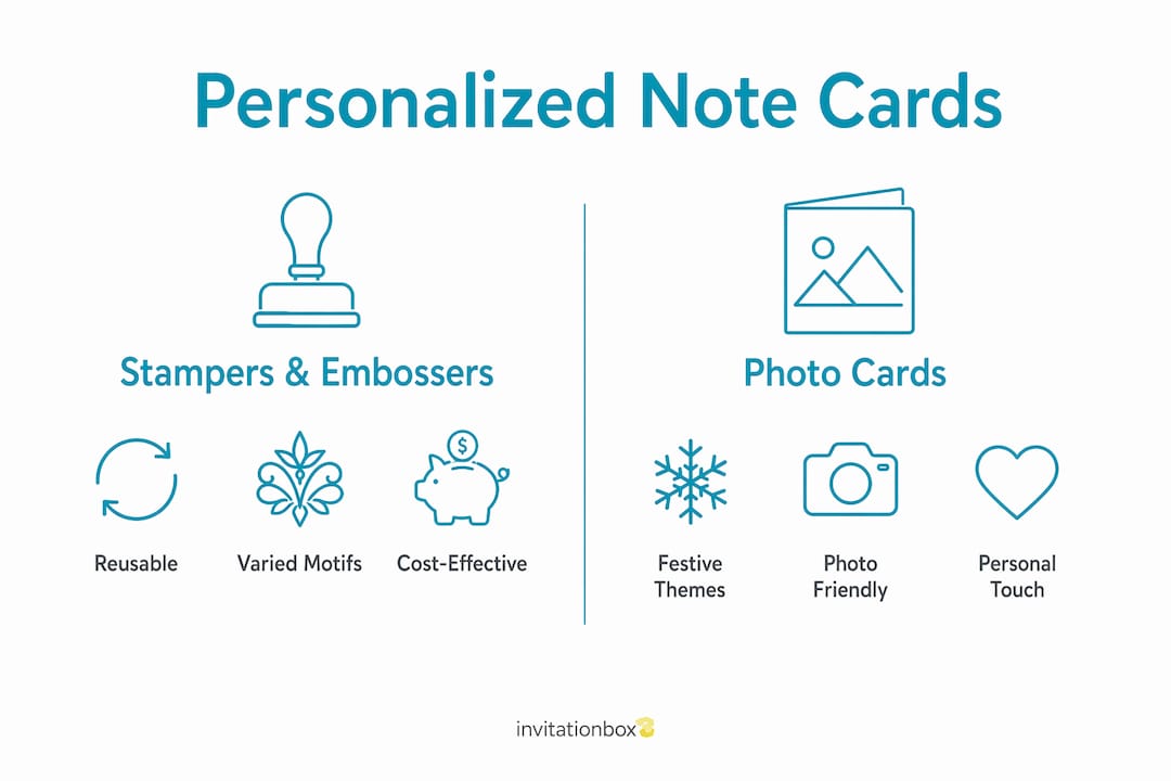 Infographic comparing stampers and photo card features