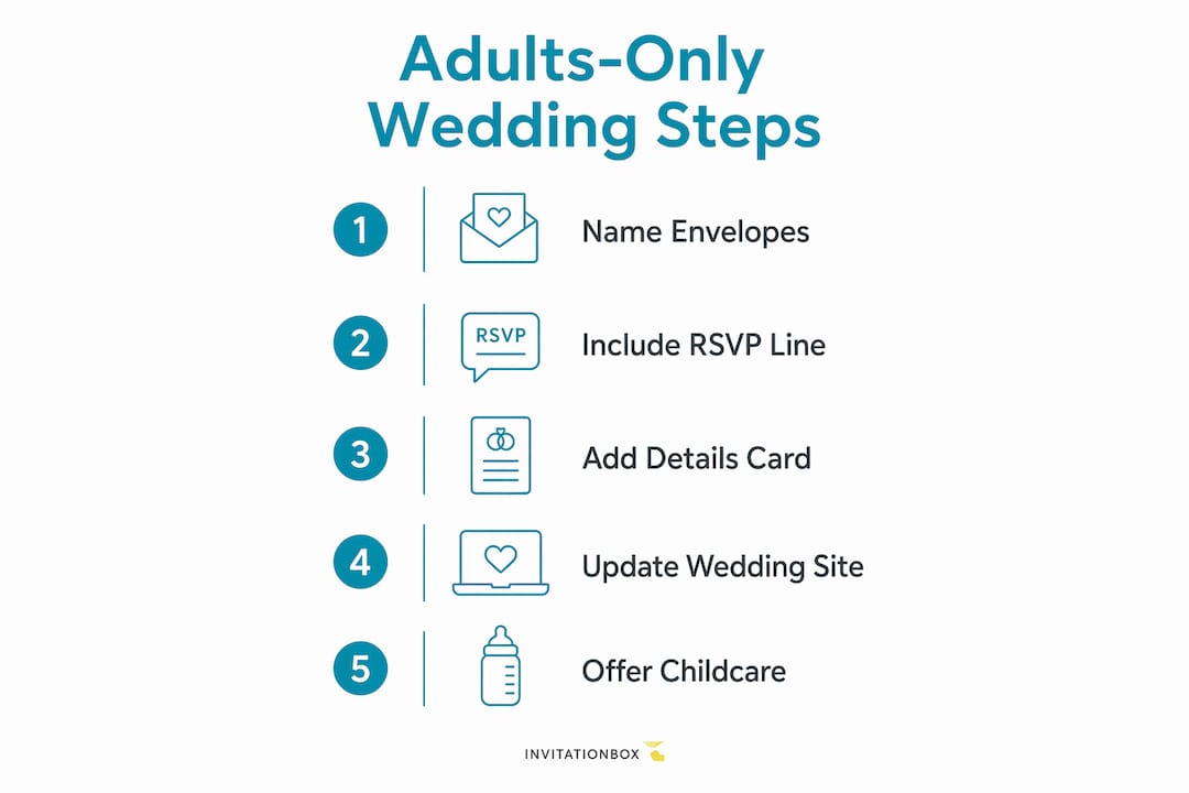 Infographic showing adults-only wedding steps