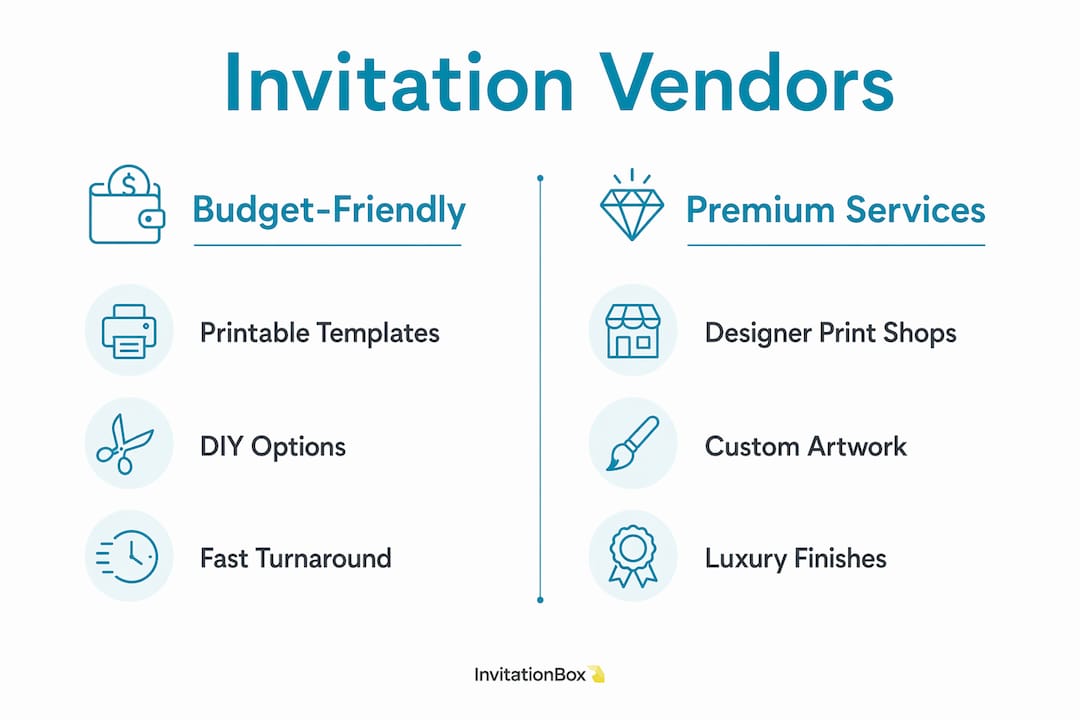 Infographic comparing bridal invitation vendor categories