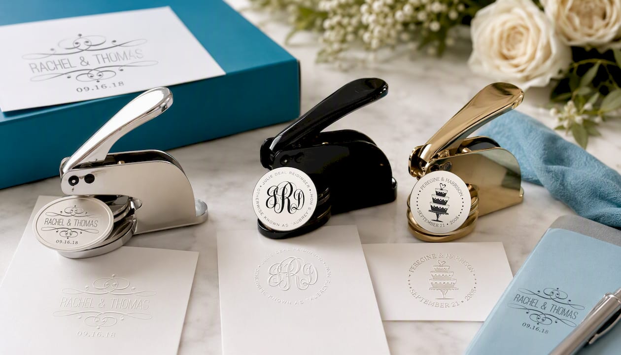 Simple Bridal Couple Scroll Stamper or Embosser