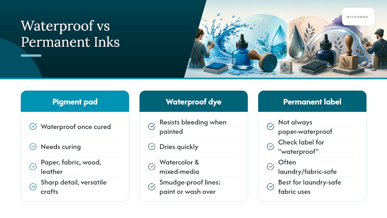 Waterproof vs permanent ink comparison diagram