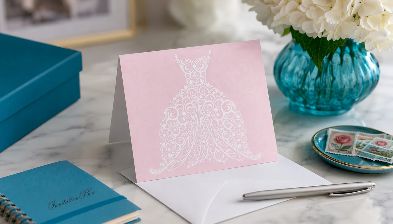 Filigree Dress Pink Thank You Cards