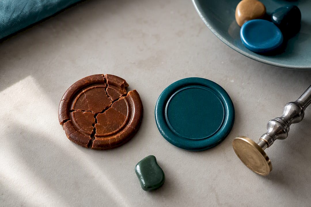 Cracked and flexible wax seal samples