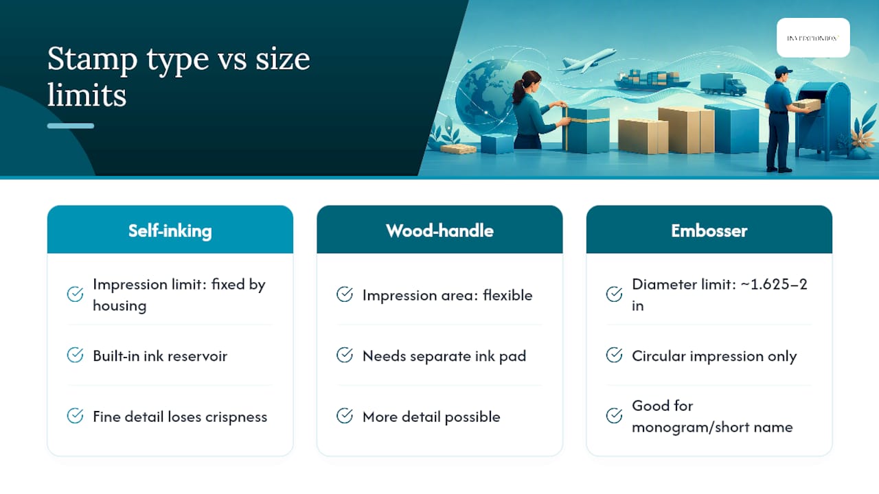 Comparison of stamp type size constraints