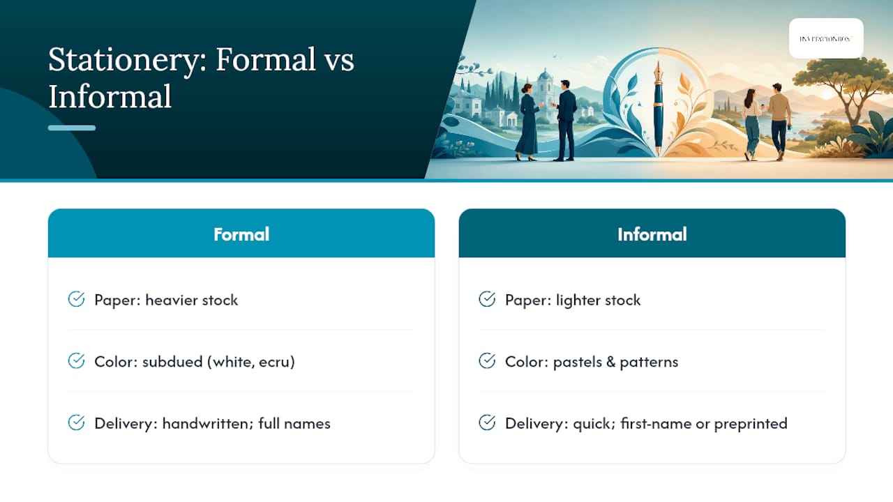 Formal versus informal stationery comparison
