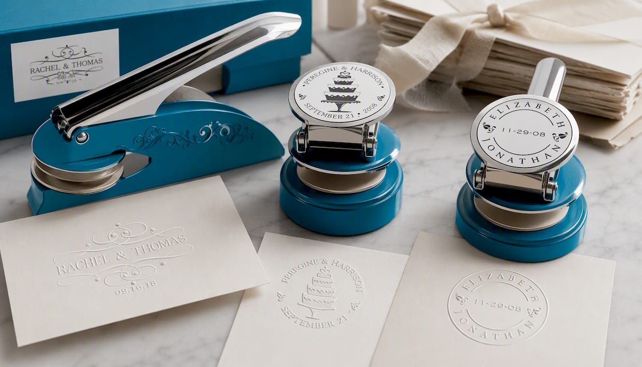 Simple Bridal Couple Scroll Stamper or Embosser