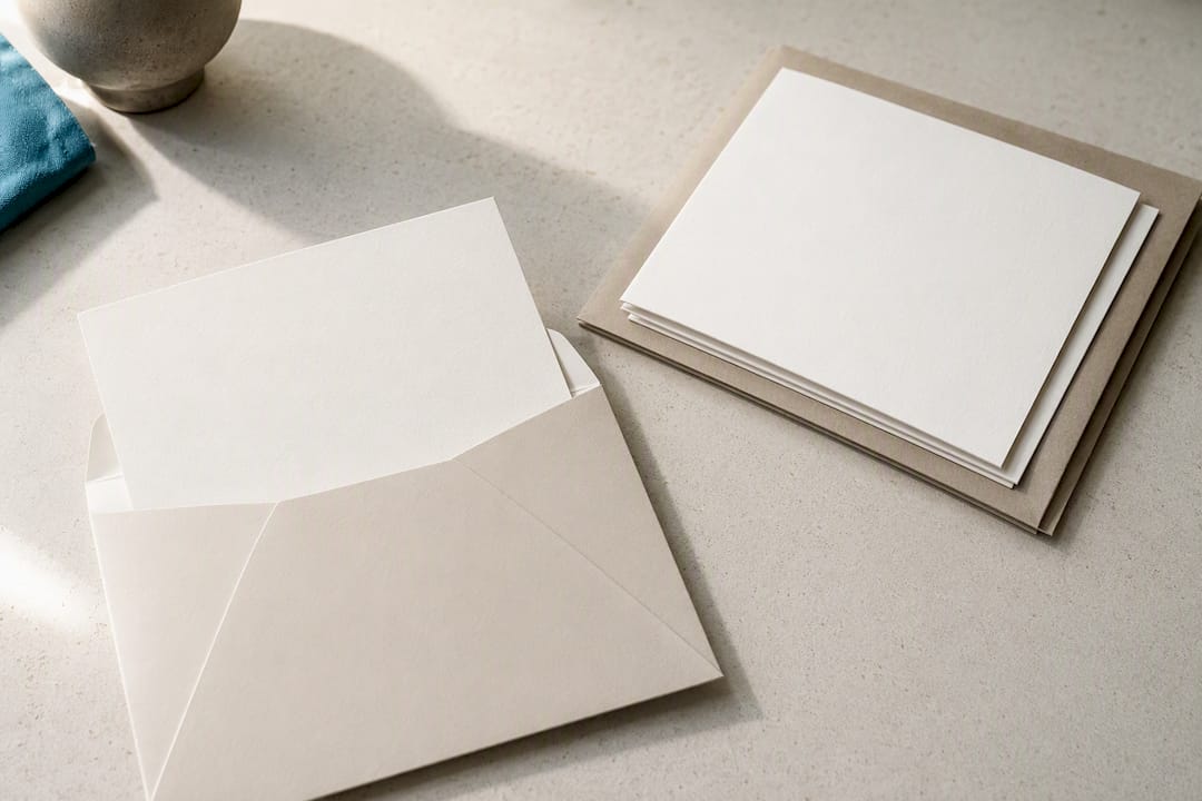 Square card inside rectangular outer envelope