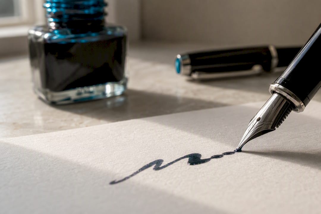 Fountain pen testing ink on paper