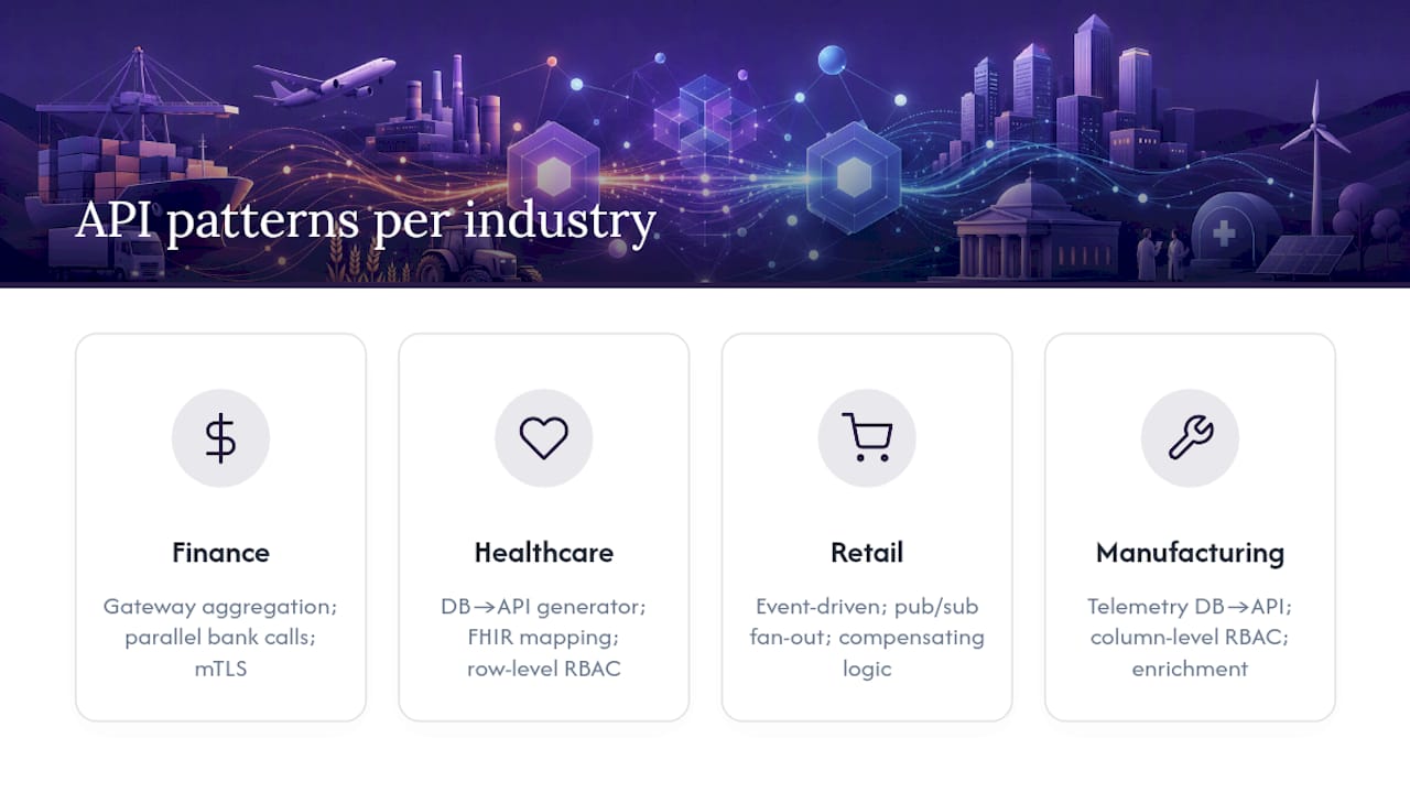 Diagram of API integration patterns by industry
