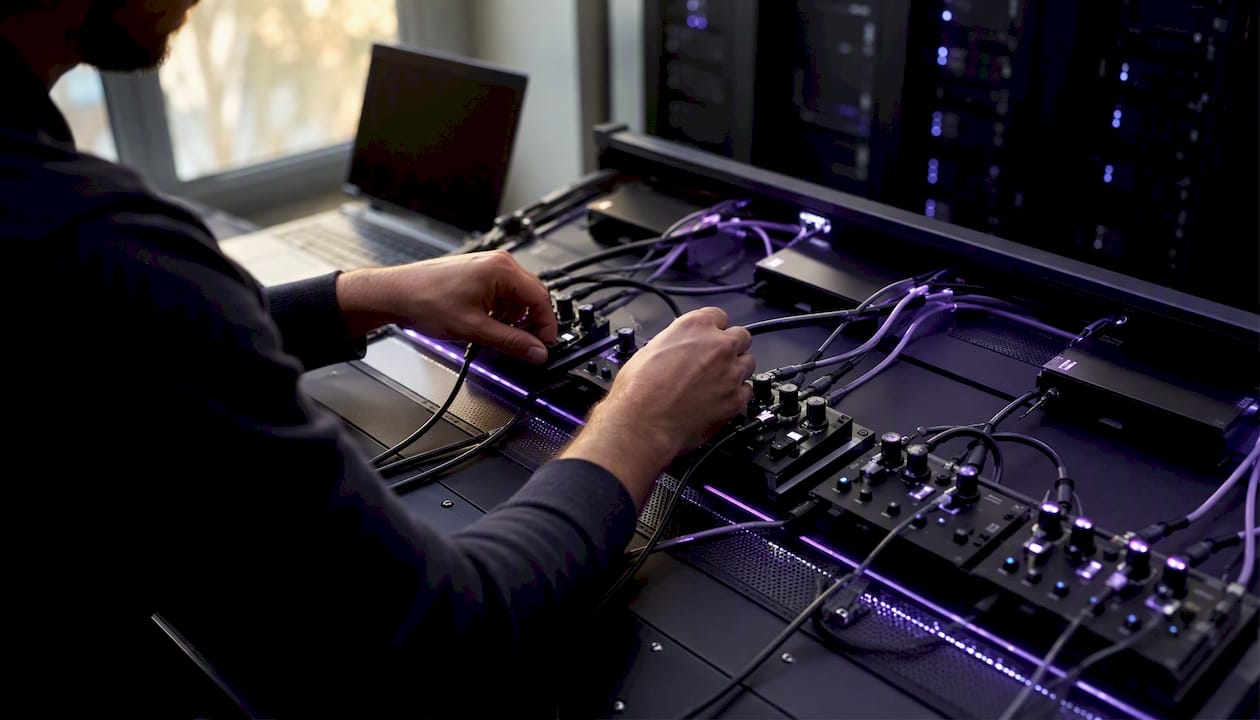 Hands configuring network modules for HL7 to FHIR