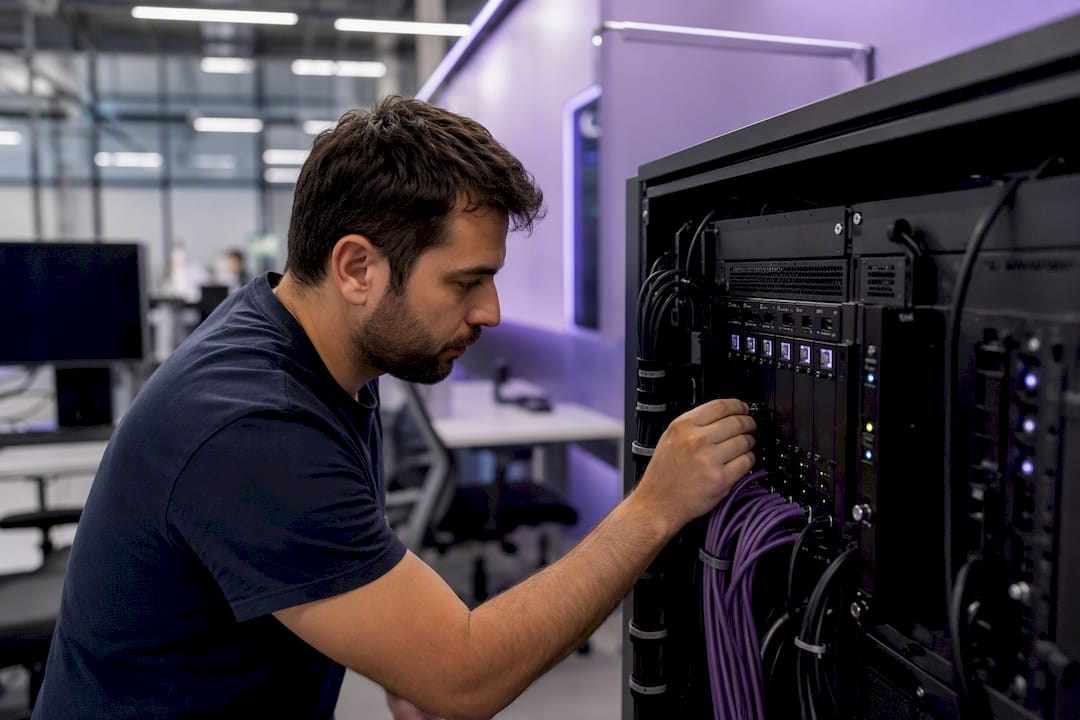 Hands configuring multi-cloud API gateway device