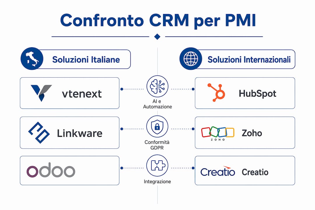 Le migliori alternative a Salesforce per le PMI italiane 2026 2 Tabella comparativa dei migliori CRM pensati per le piccole e medie imprese italiane