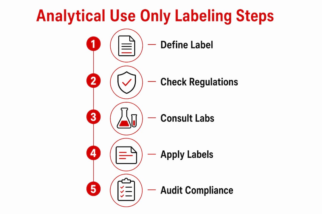 Infographic showing analytical use only labeling process in Canada
