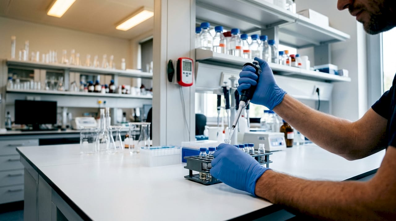 Scientist handling vials in metabolism study