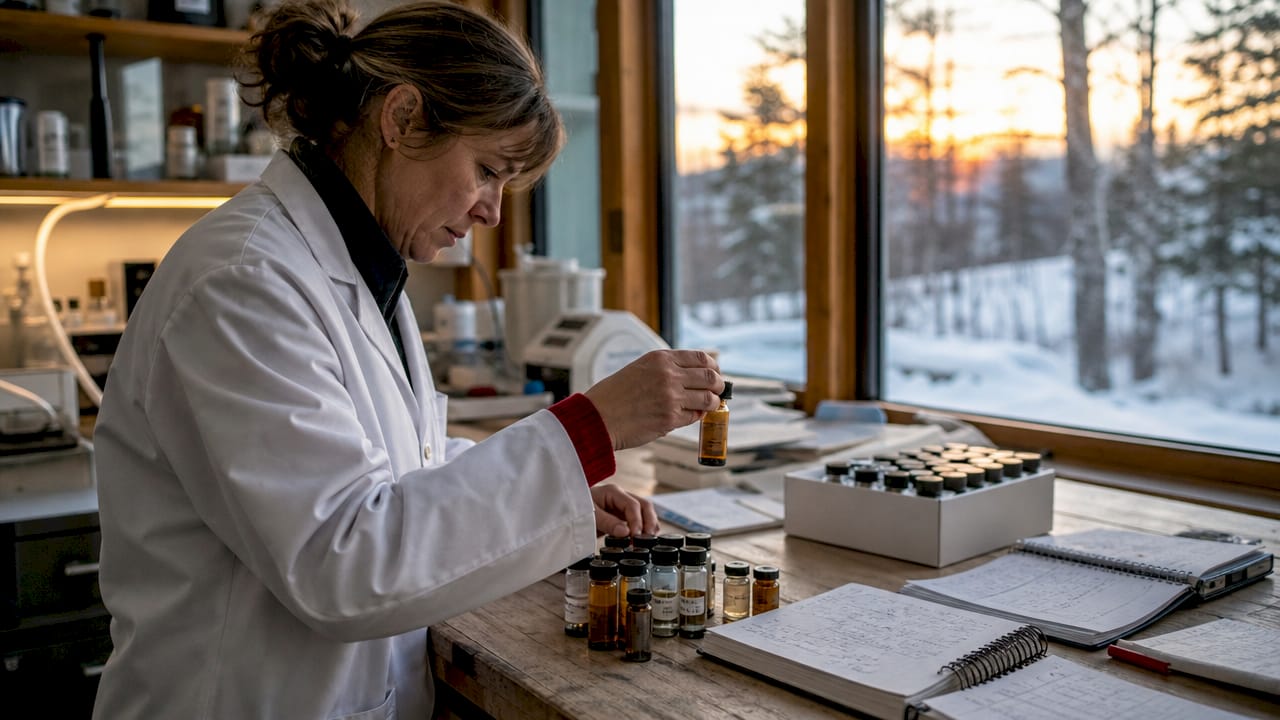 Scientist reviewing lab alternatives in Canadian lab