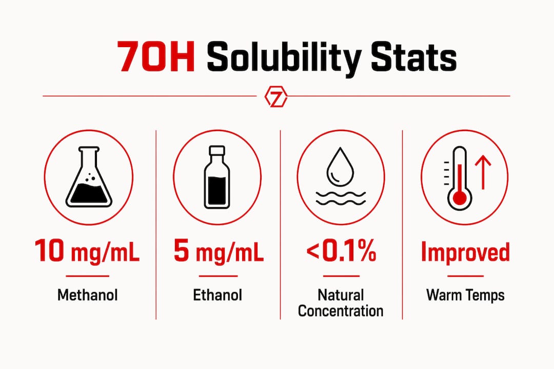 Infographic showing key solubility statistics of 7OH alkaloid