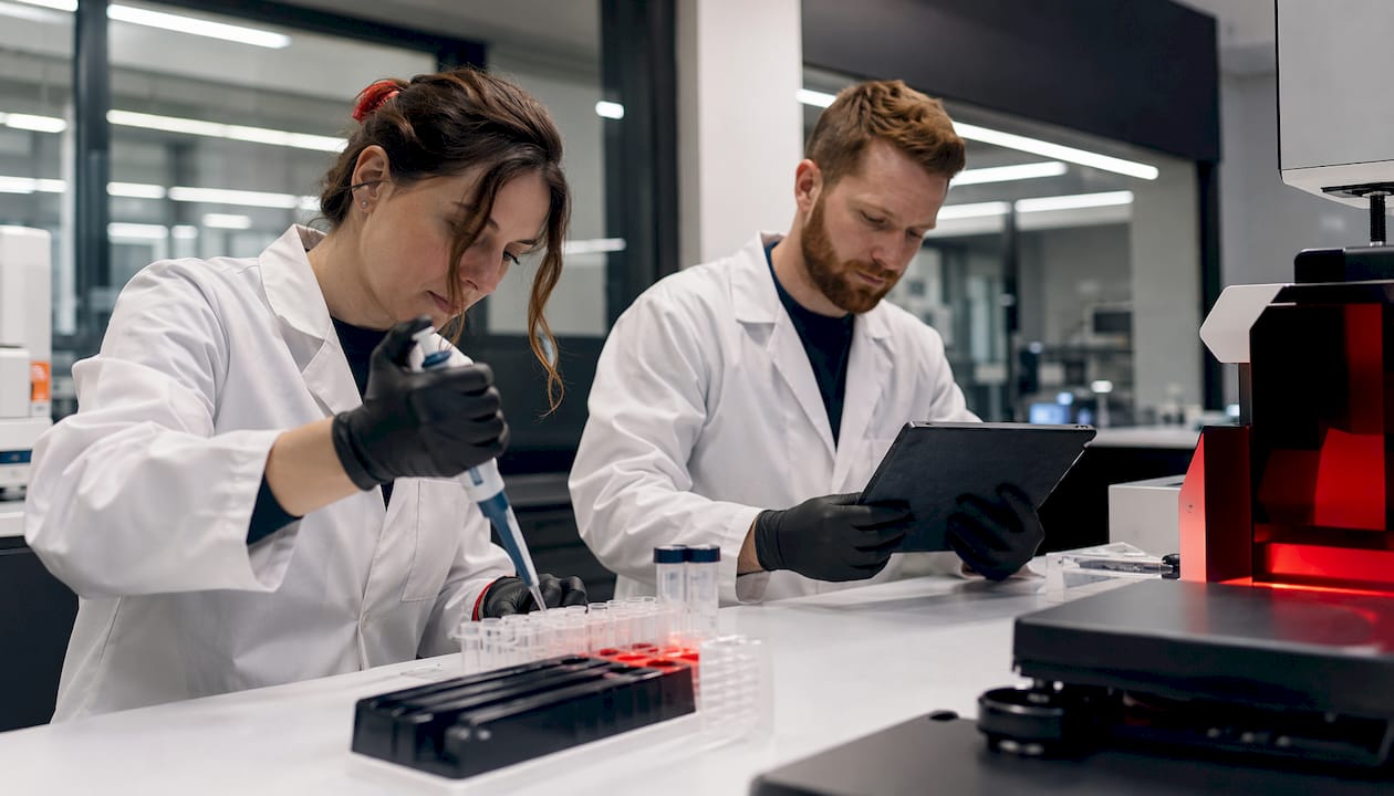 Scientists conducting CYP enzyme assay in lab
