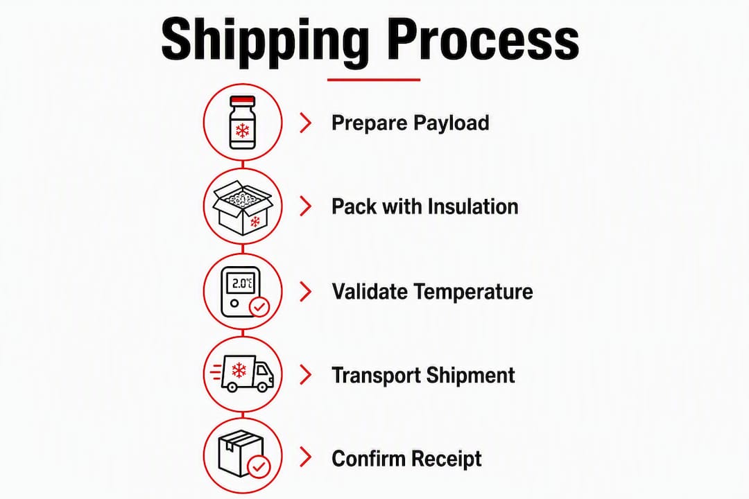 Infographic illustrating temperature controlled shipping steps
