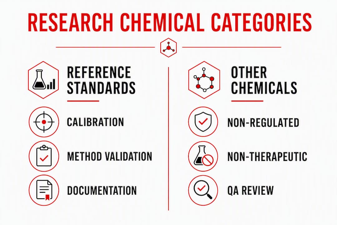 Infographic comparing research chemical subcategories