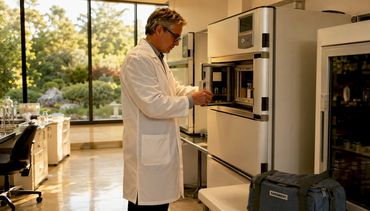 Scientist sampling incubator products