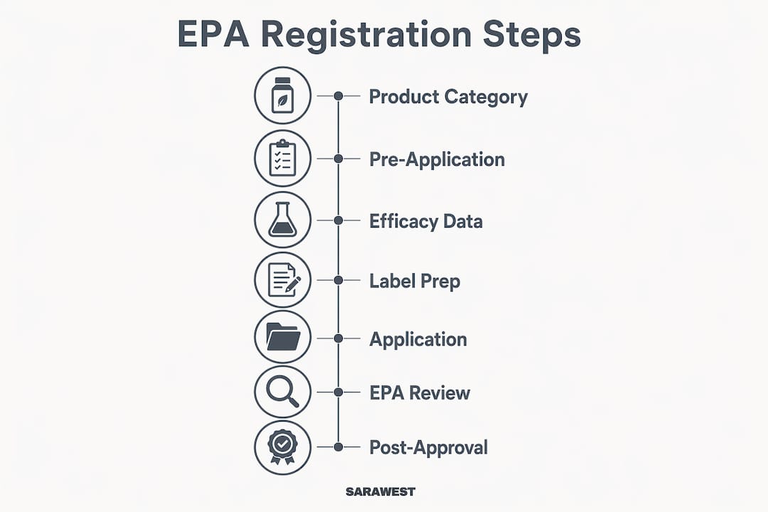 Infographic showing EPA disinfectant registration step-by-step process