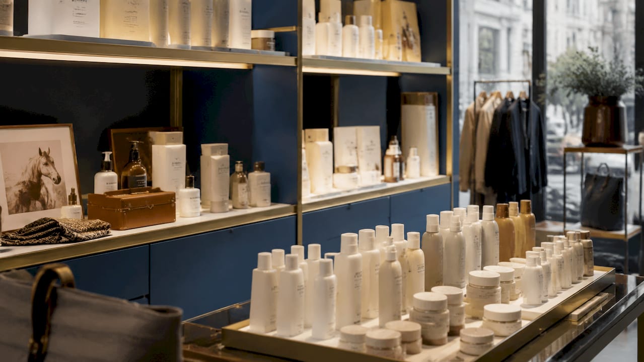 Retail shelves displaying white label products