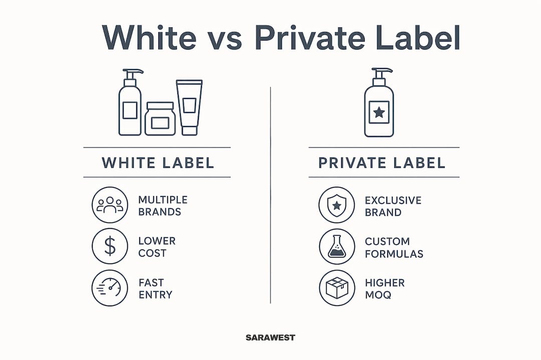Infographic comparing white label and private label features