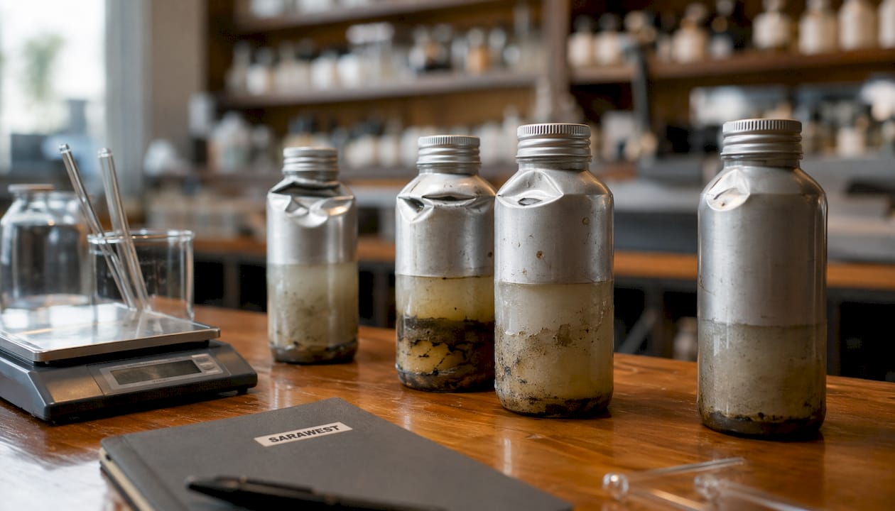 Damaged product containers after freeze thaw testing