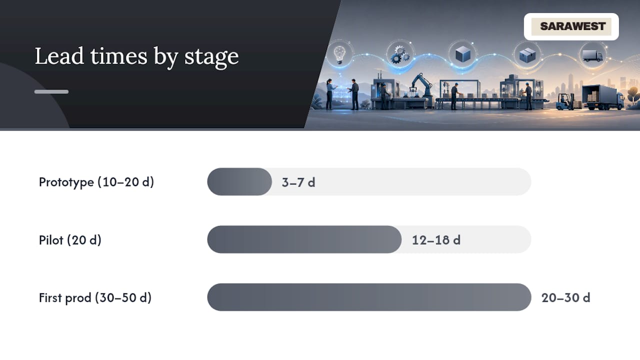 Lead time comparison chart for contract manufacturing stages