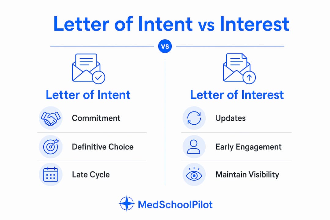 Infographic comparing letter of intent and letter of interest