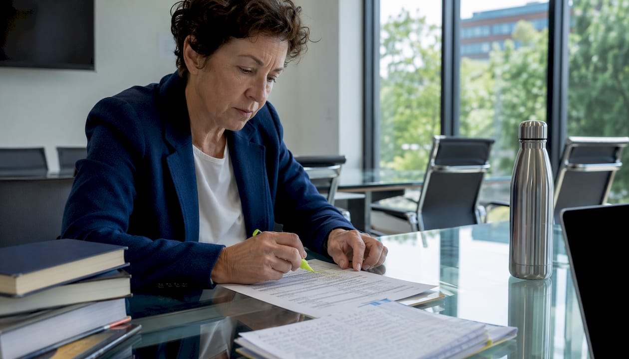 Professor reviewing academic transcript