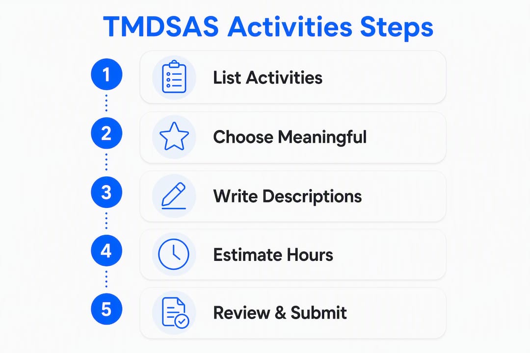 Infographic showing TMDSAS activities submission steps