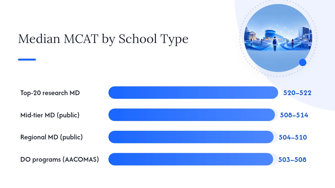Where to find per-school median MCAT and GPA data — overview diagram