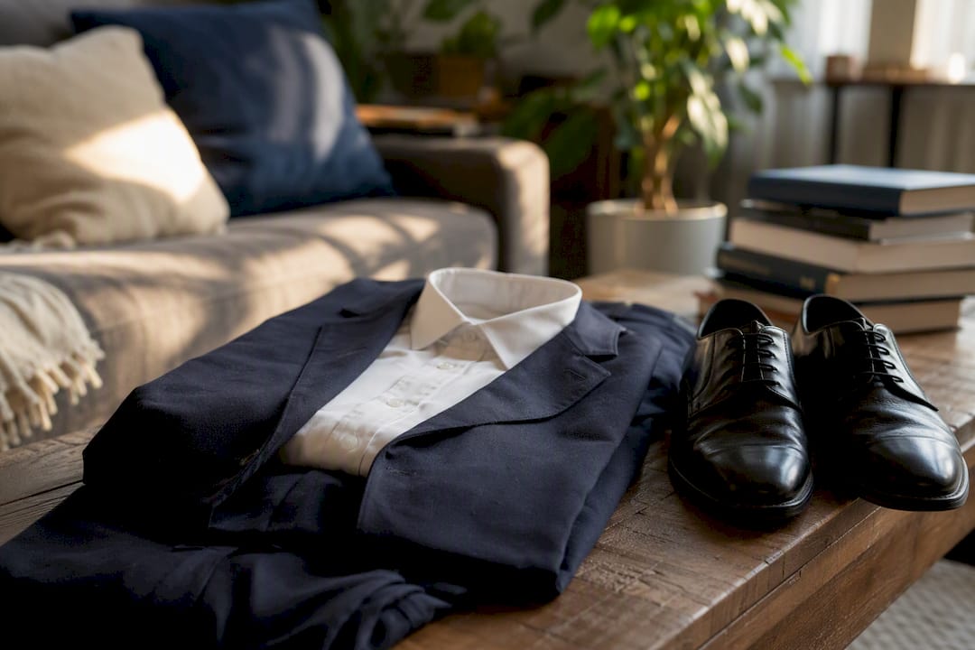 Professional interview outfit and shoes ready